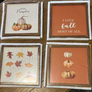 Autumn Pumpkin Wall Art Set - Brown and Orange